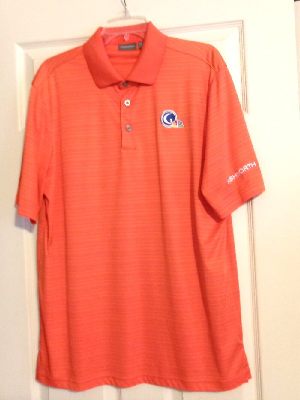 ASHWORTH Orange GOLF CHANNEL Polo Shirt Size L Excellent